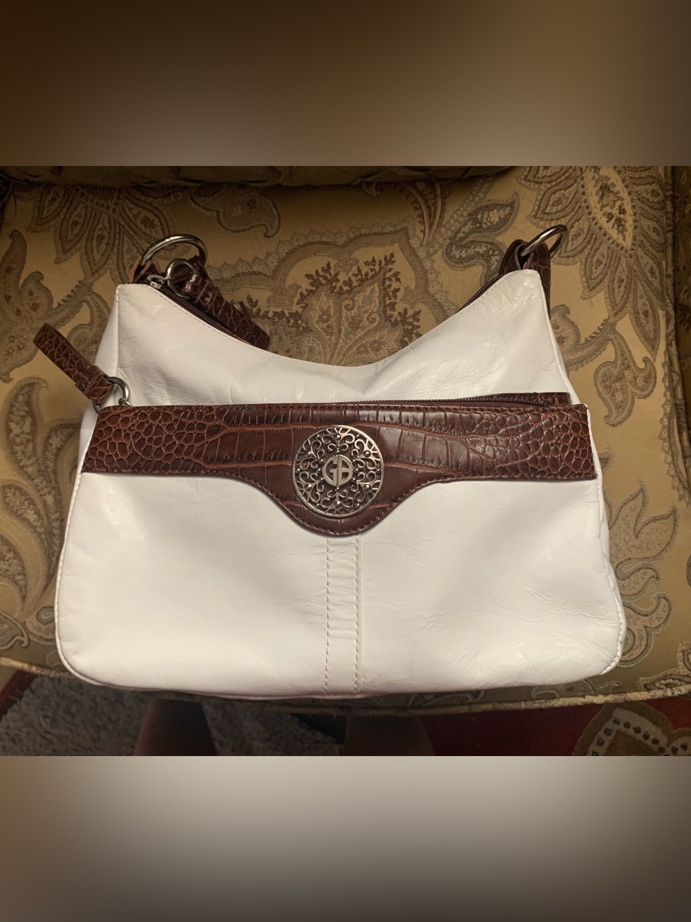 Vintage Gianni Bernini White and Brown Leather Bag